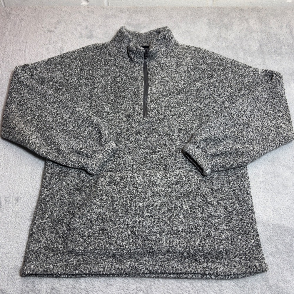 Zenana Pullover Women Large Grey Sherpa Quarter Zip Kangaroo Pocket FJ-2772AB